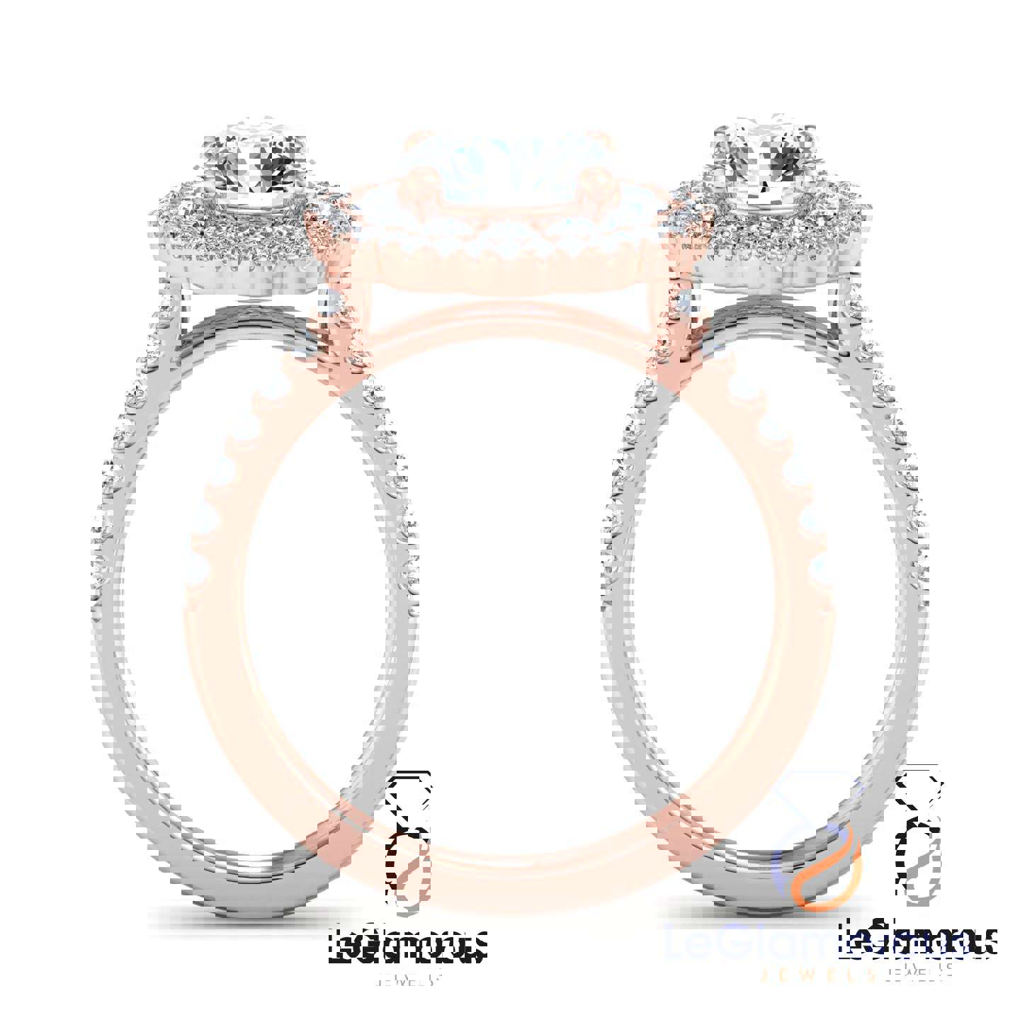 Double Halo Round Cut Lab Grown Diamond Engagement Ring - IGI Certified