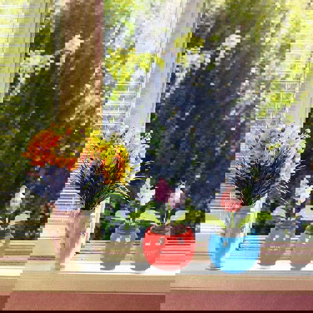 Solar Powered Dancing Flower Toys for Kids, Set of 4 with Adhesive Stickers, Colorful Window and Car Dashboard Decorations