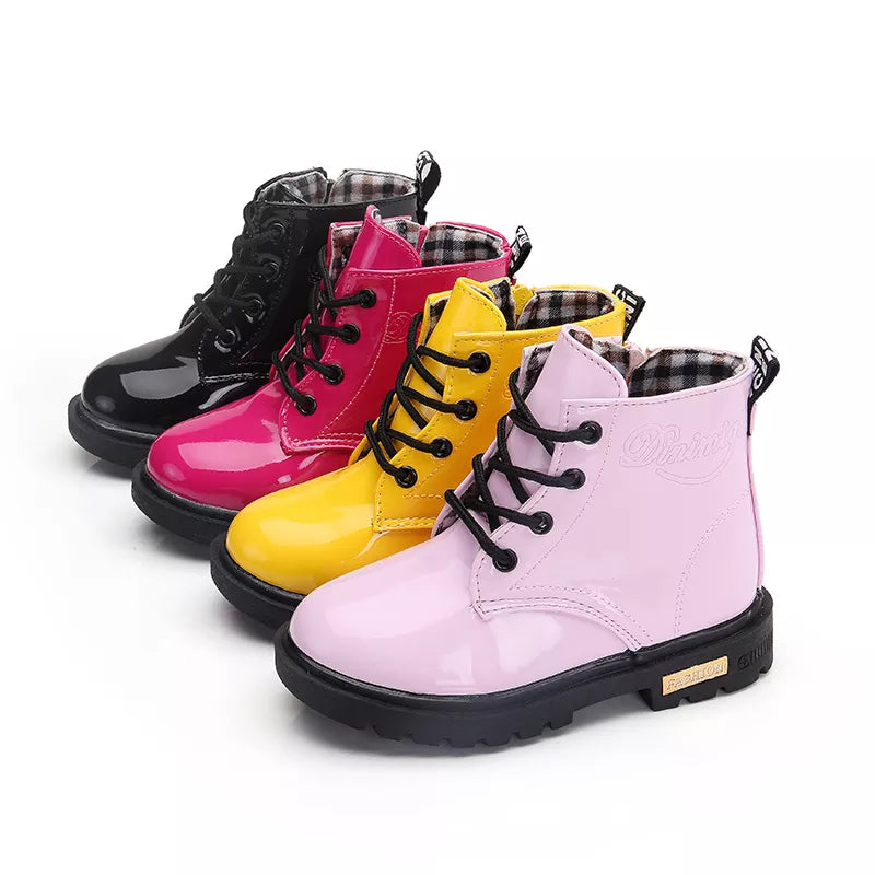 2024 New Winter Children PU Leather Waterproof Snow Boots
