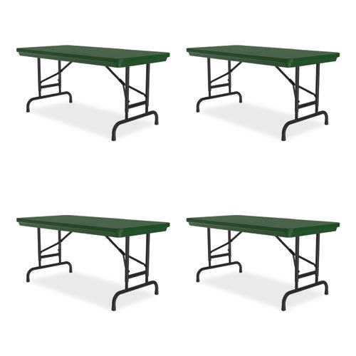 Correll Adjustable Folding Table - 48x24x22 to 32 Inches, Green Top, Black Legs