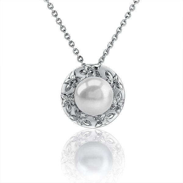 Pearl Royal Plumeria Pendant - 925 Sterling Silver Hawaiian Flower Jewelry