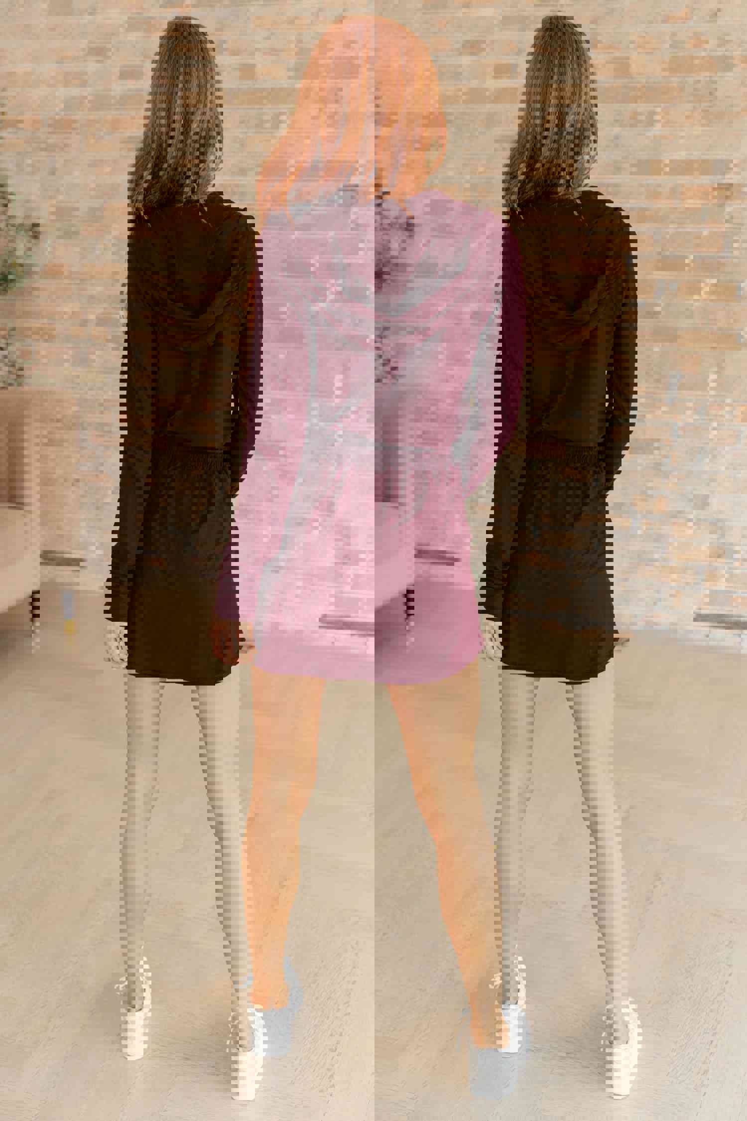 Getting Out Long Sleeve Hoodie Romper in Maroon