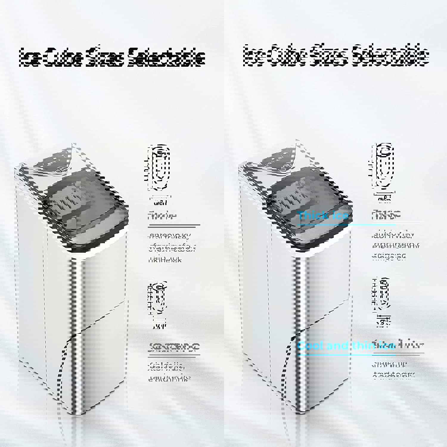 Portable Electric Ice Maker with Self-Cleaning Function, 9 Ice Cubes in 6 Mins, 26Lbs/24Hrs, Includes Ice Bags & Scoop (Silver)