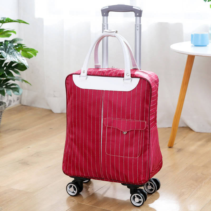 Women's Pull Rod Travel Backpack with Wheels - Large Capacity