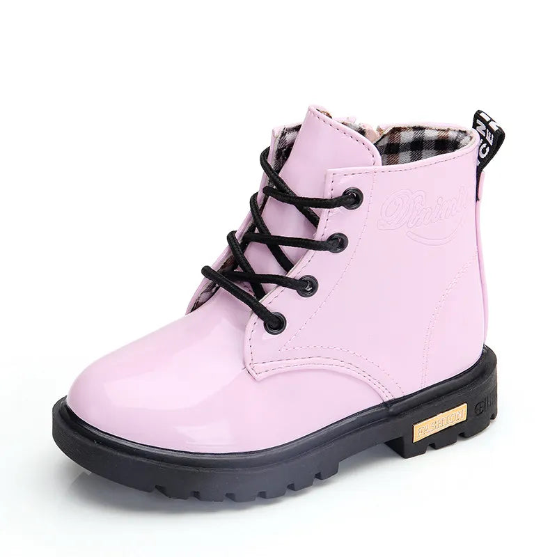 2024 New Winter Children PU Leather Waterproof Snow Boots