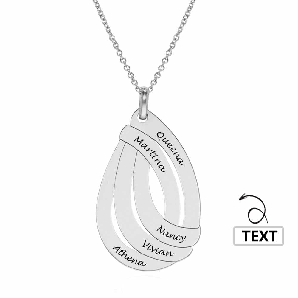 Custom Text Necklace Water Drop Personalized Silver Name Jewelry for Mother's Day Gift