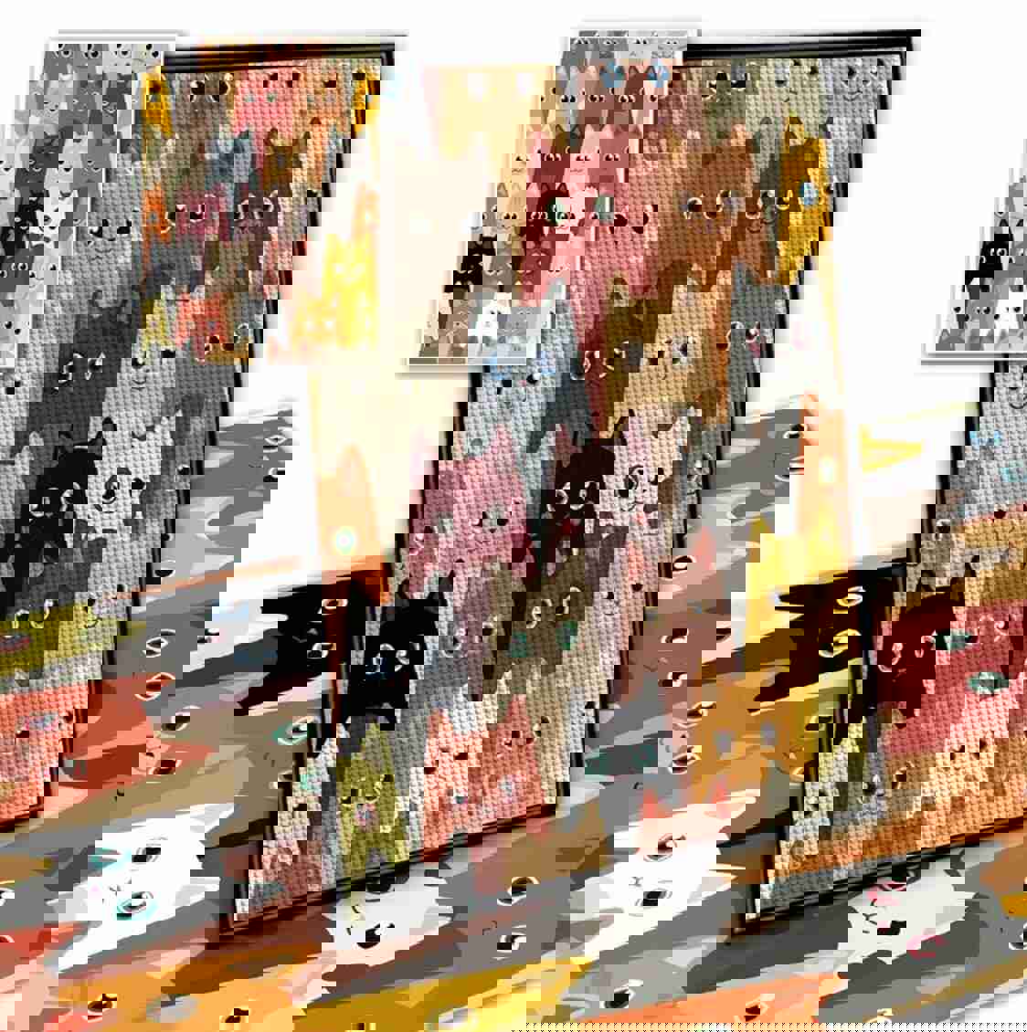 Diamond Painting Kit - Bunch of Colorful Funny Cats with Big Eyes for Beginners, Novices, and Experts