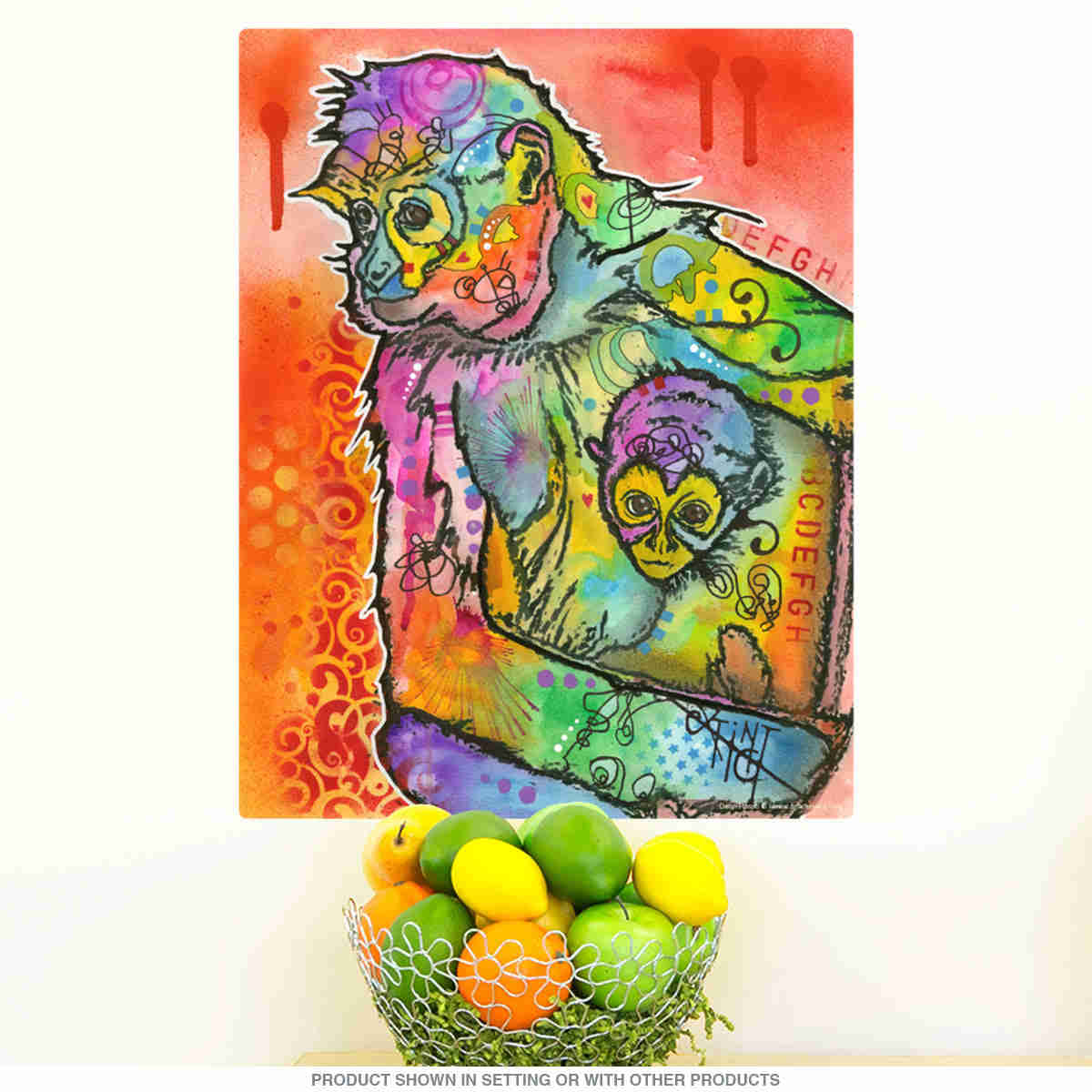 Monkey Family Dean Russo Pop Art Wall Decal - Colorful Graffiti Wall Graphic