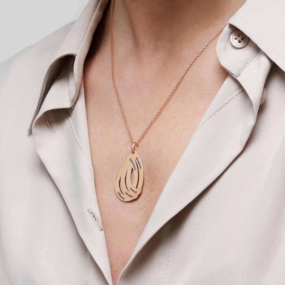 Custom Text Necklace Water Drop Personalized Silver Name Jewelry for Mother's Day Gift