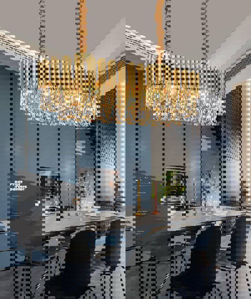 MIRODEMI® Luxury Rectangle Gold Crystal Chandelier for Modern Living Spaces