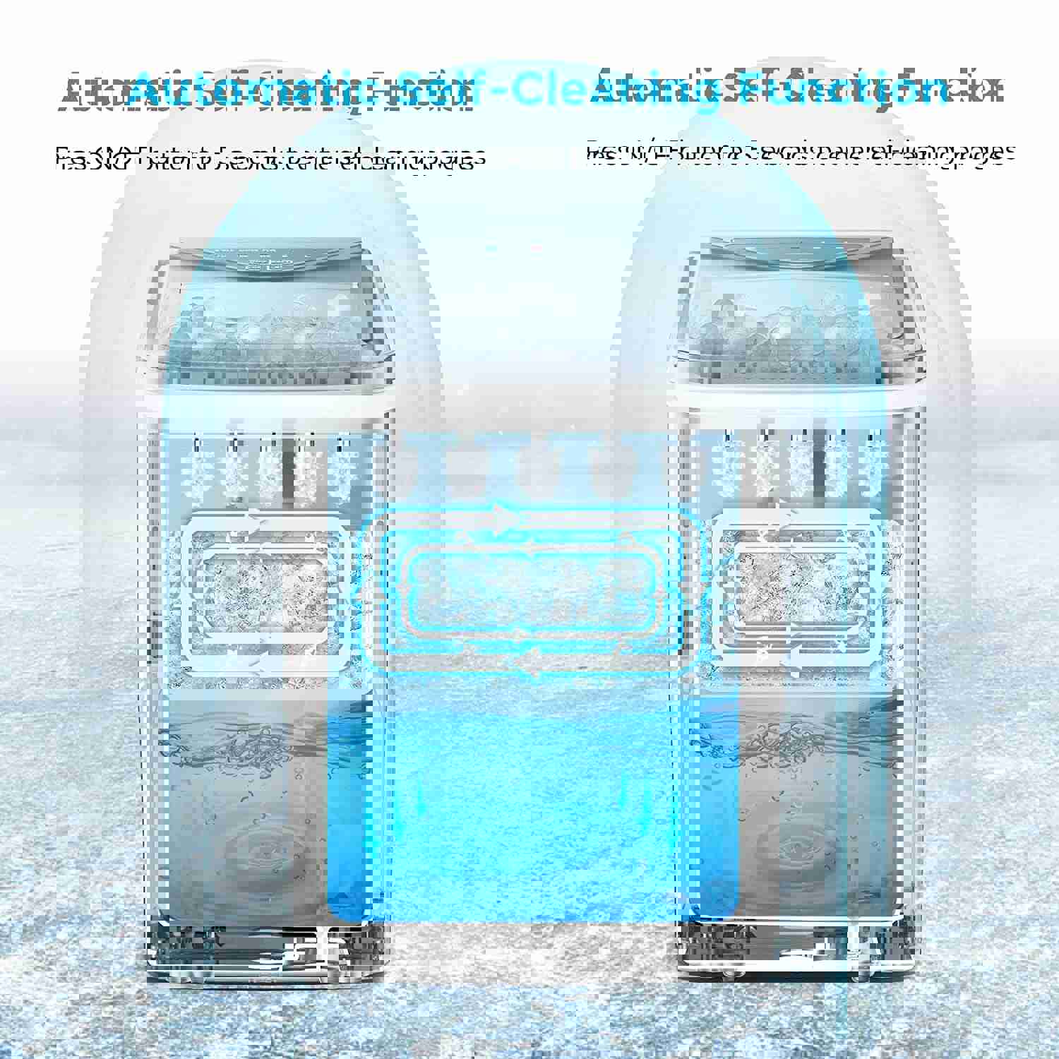 Portable Electric Ice Maker with Self-Cleaning Function, 9 Ice Cubes in 6 Mins, 26Lbs/24Hrs, Includes Ice Bags & Scoop (Silver)