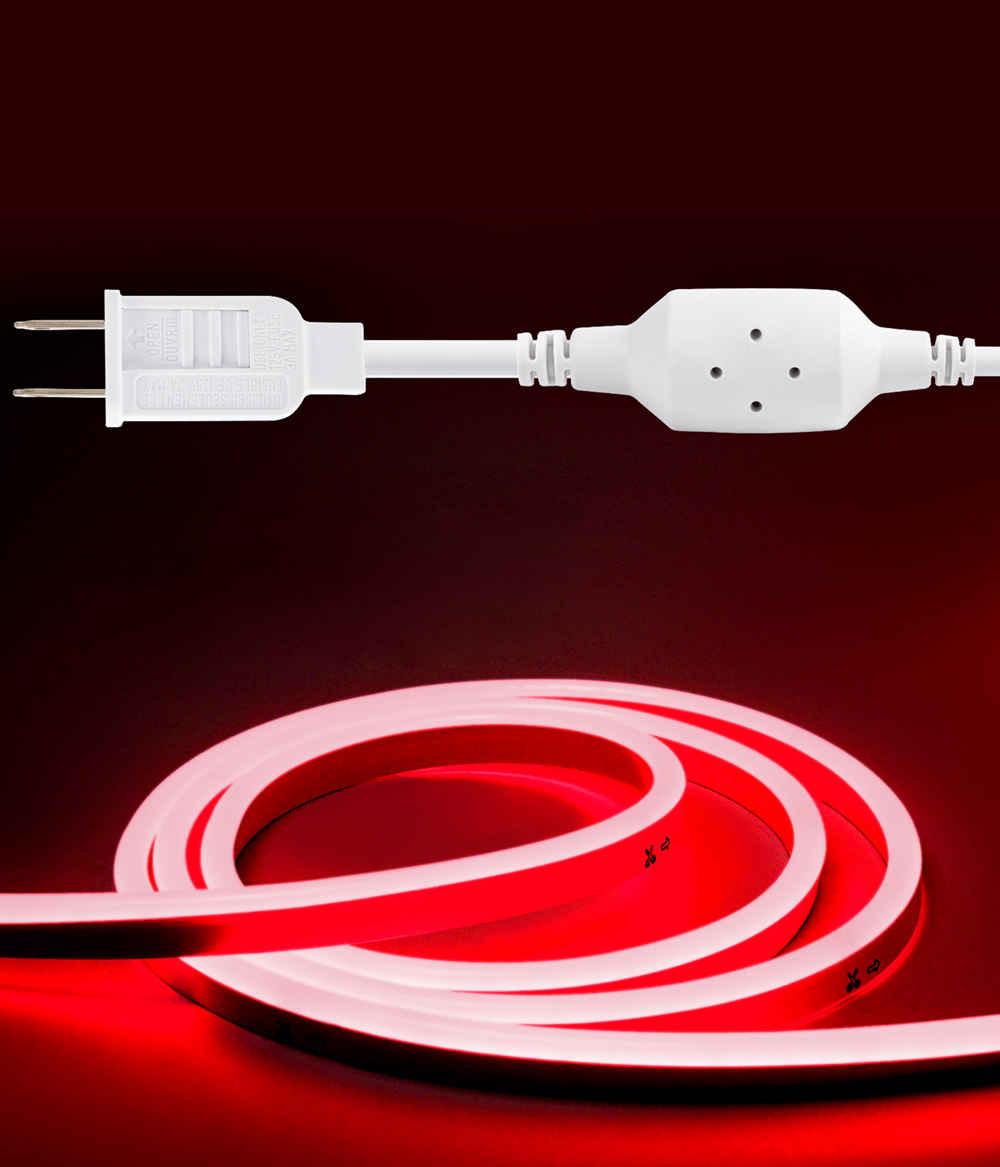Red LED Neon Rope Light - 110V, 6W/M, 226LM/W, IP65, ETL Certified