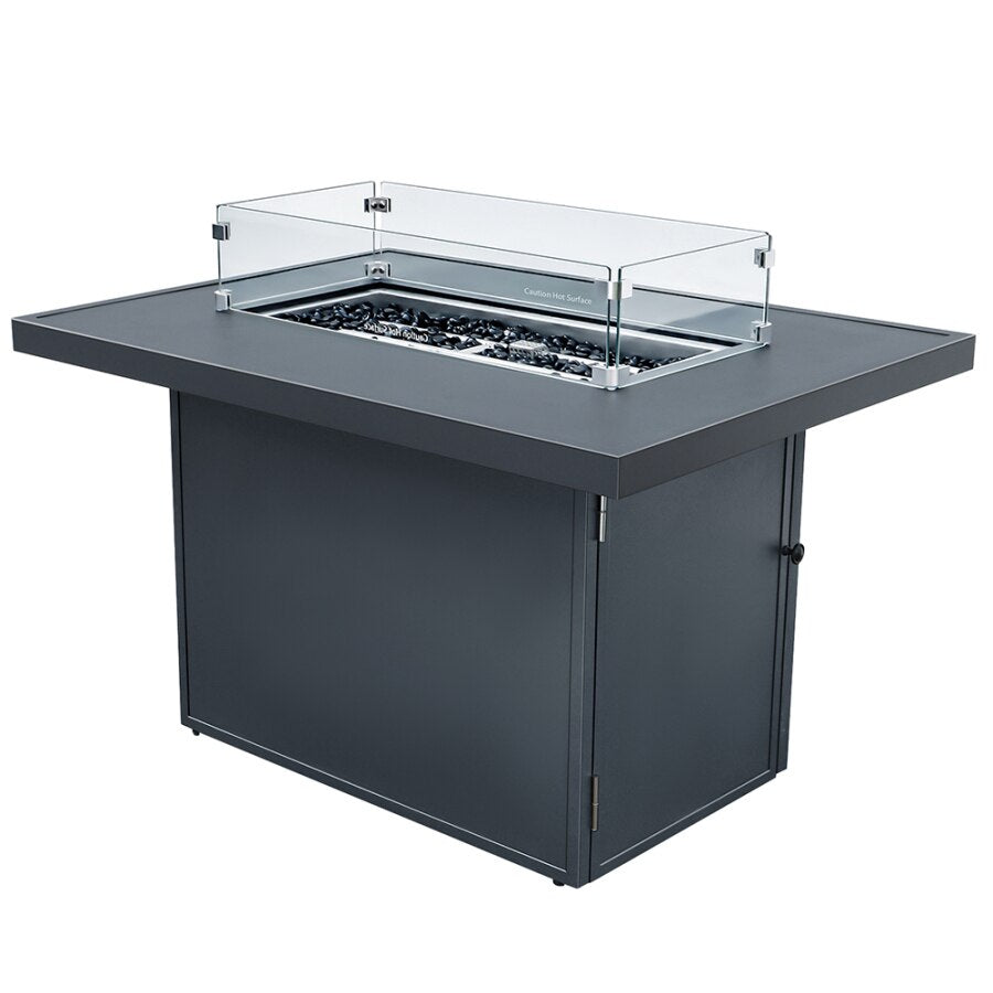 MIRODEMI® Gray Aluminum Fire Pit Table with Glass Wind Guard