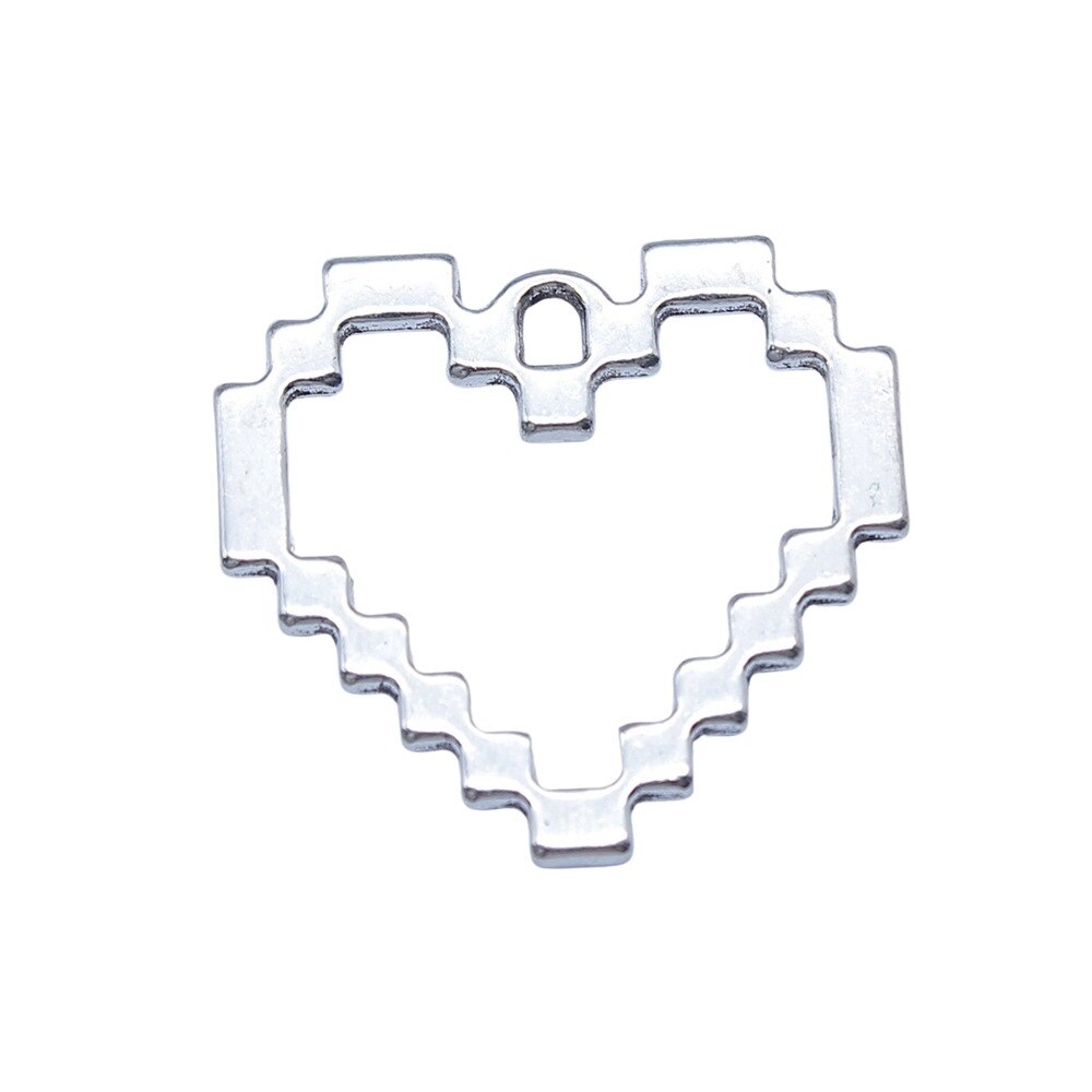 10pcs Antique Silver Mosaic Heart Charms for DIY Jewelry Making