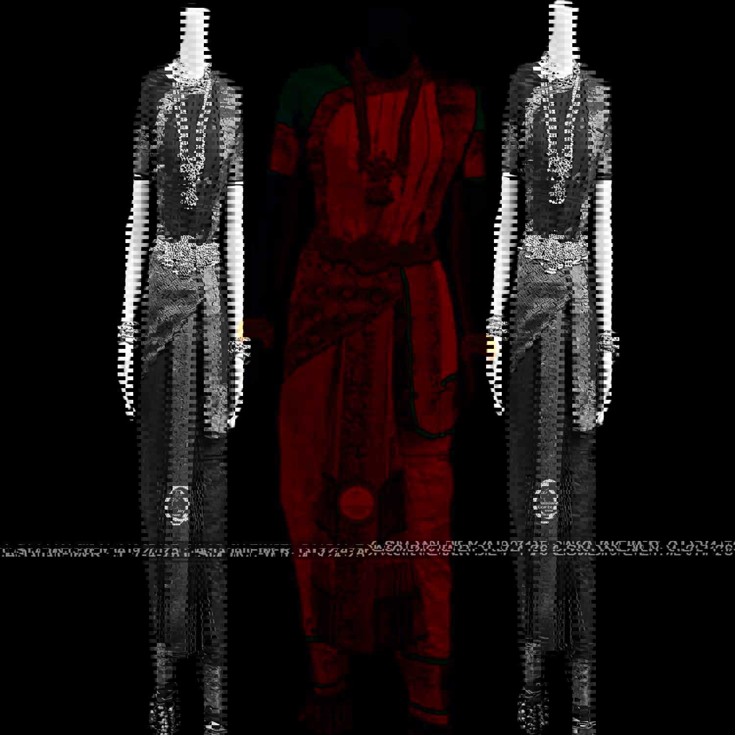 BROWN GREEN 36 inchs Pant Length KUCHIPUDI Copper Zari Indian Dance Costume | Art Silk Dharmavaram Kanchi | Classical Dance Jewelry