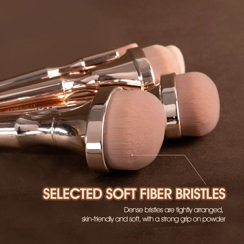 9PCS Professional Portable Makeup Brush Set - Golden Combination for Eyeshadow, Foundation, Blush & Concealer