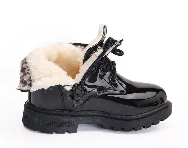 2024 New Winter Children PU Leather Waterproof Snow Boots