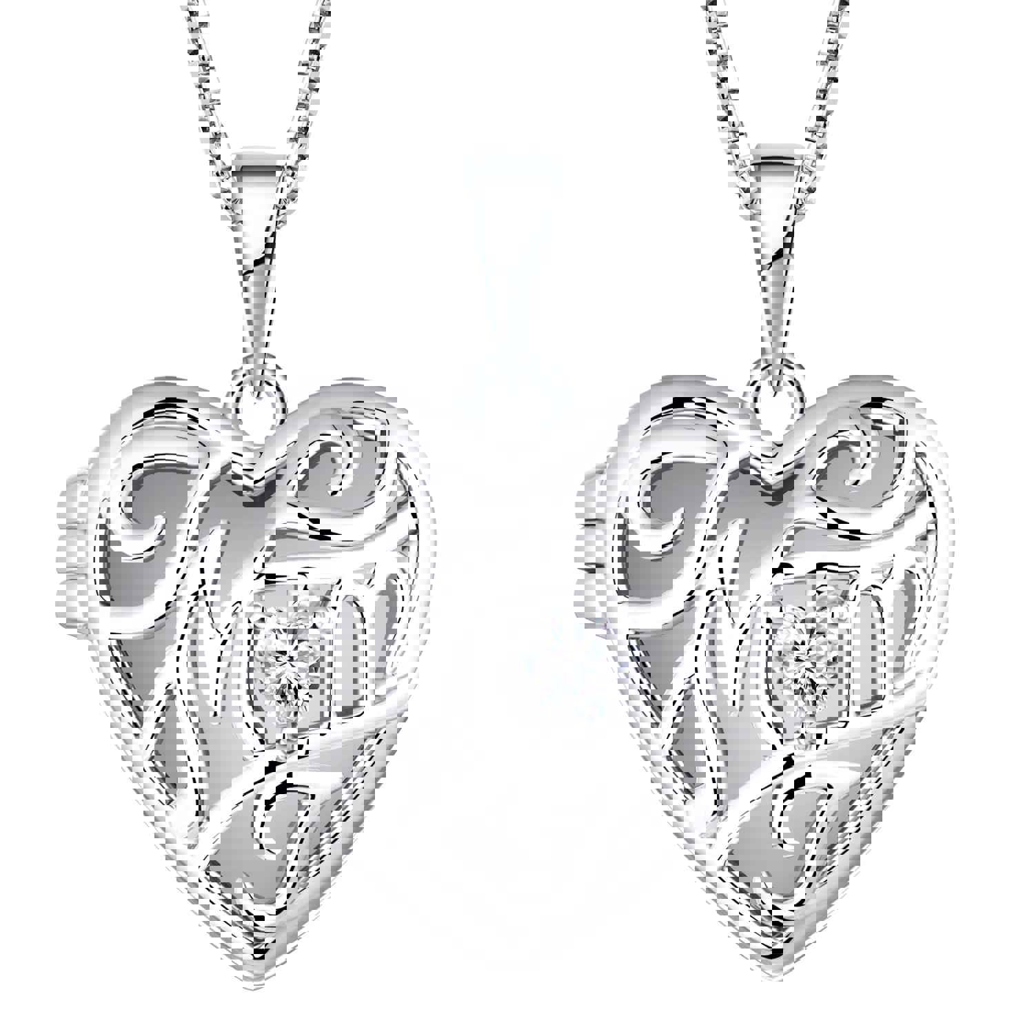 Yeelery Heart Locket Necklace Engraving Pendant For Lover
