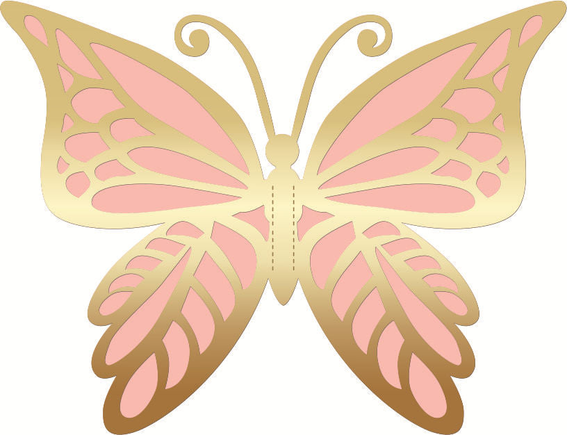 Mocsicka Giant Double Layer Gold Hollow Butterfly 3D Wall Stickers - 12pcs Party Decor