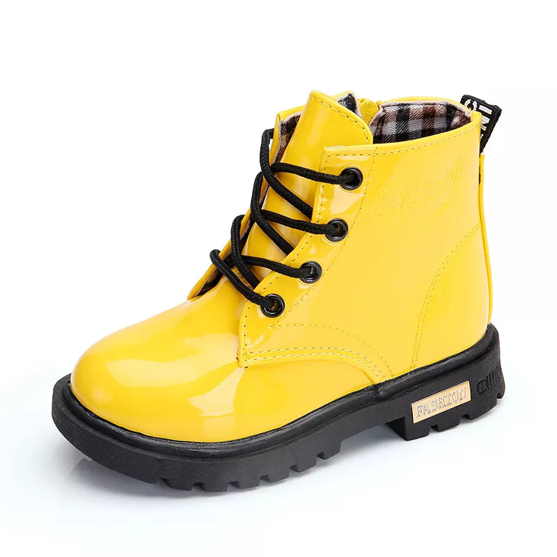 2024 New Winter Children PU Leather Waterproof Snow Boots