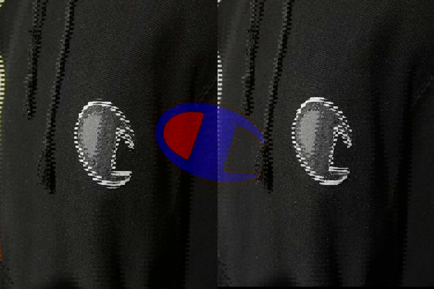 Champion Authentic Reverse Weave Big C Logo Patch Black Men's Large Hoodie