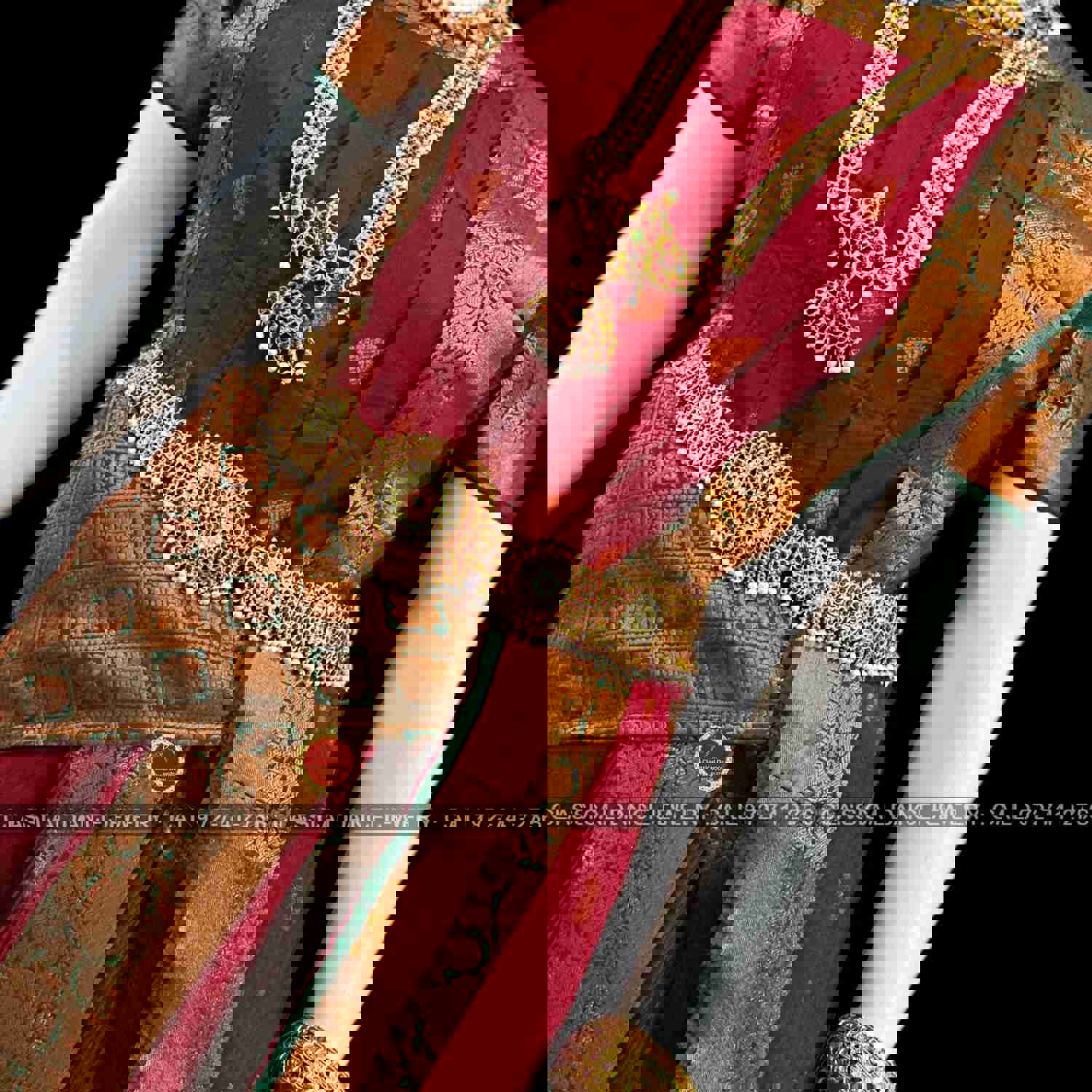 BROWN GREEN 36 inchs Pant Length KUCHIPUDI Copper Zari Indian Dance Costume | Art Silk Dharmavaram Kanchi | Classical Dance Jewelry