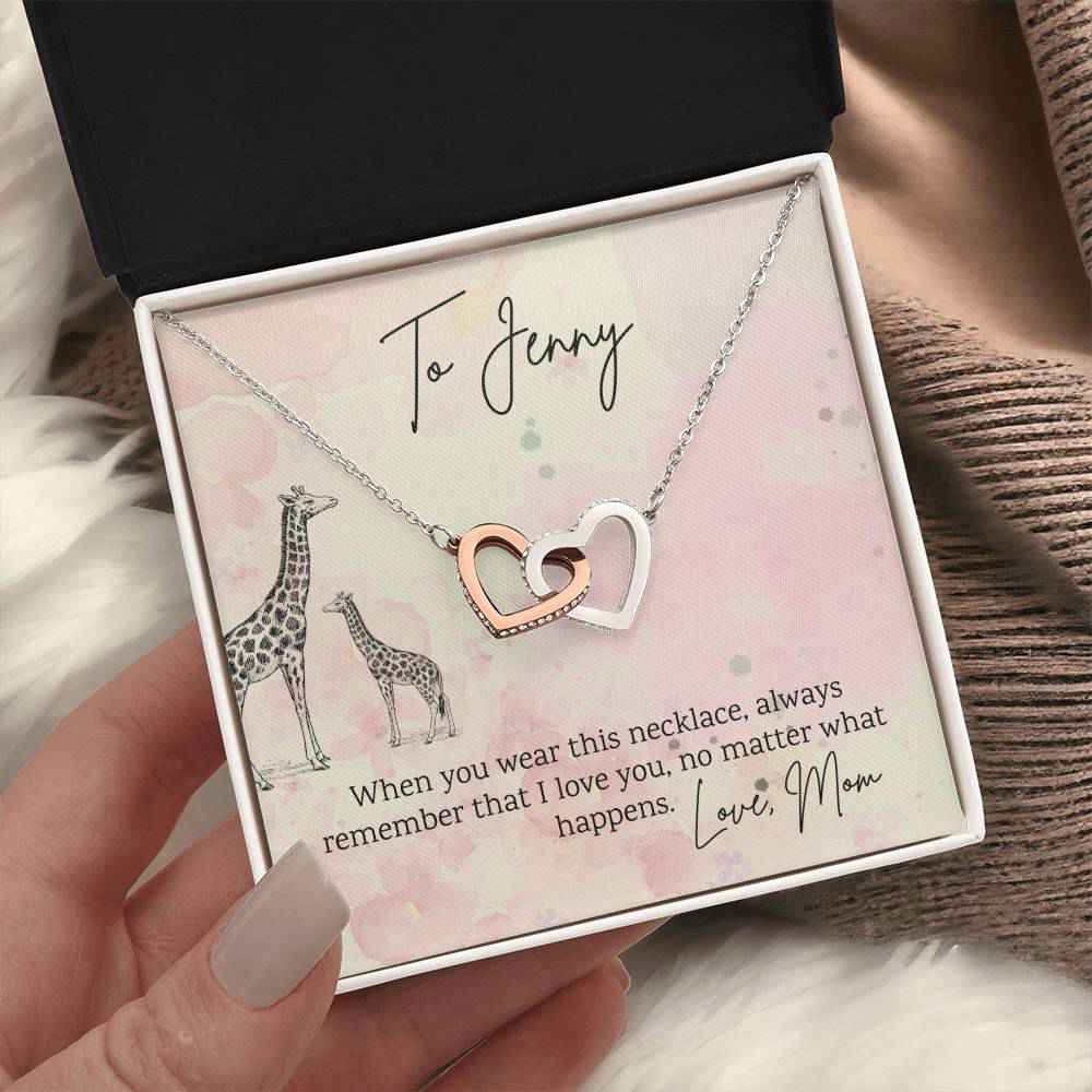 Personalized Double Heart Pendant Necklace for Daughter - Birthday Gift with Message Card