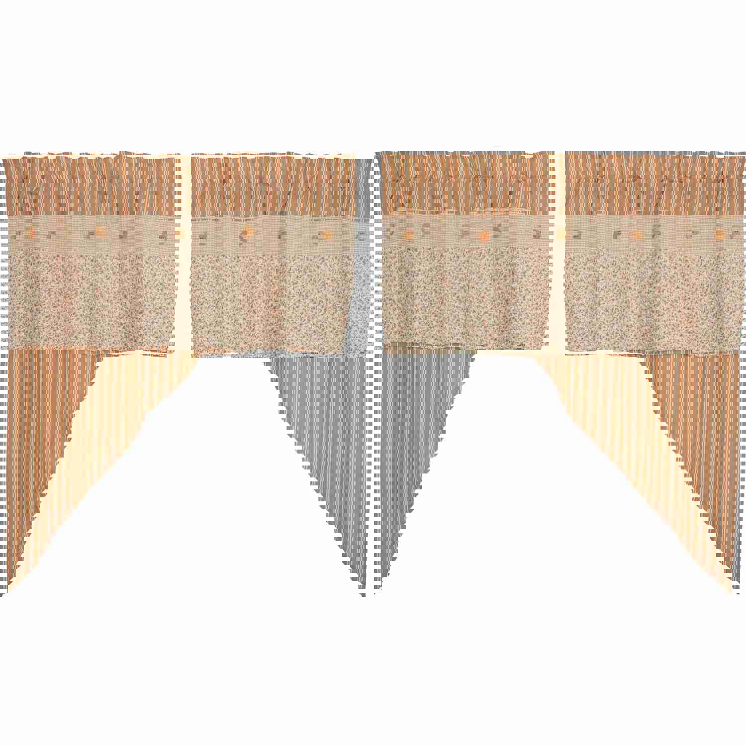 Camilia Ruffled Swag Set of 2 - 36x36x16 - Country Style Cotton Curtains with Ruffles