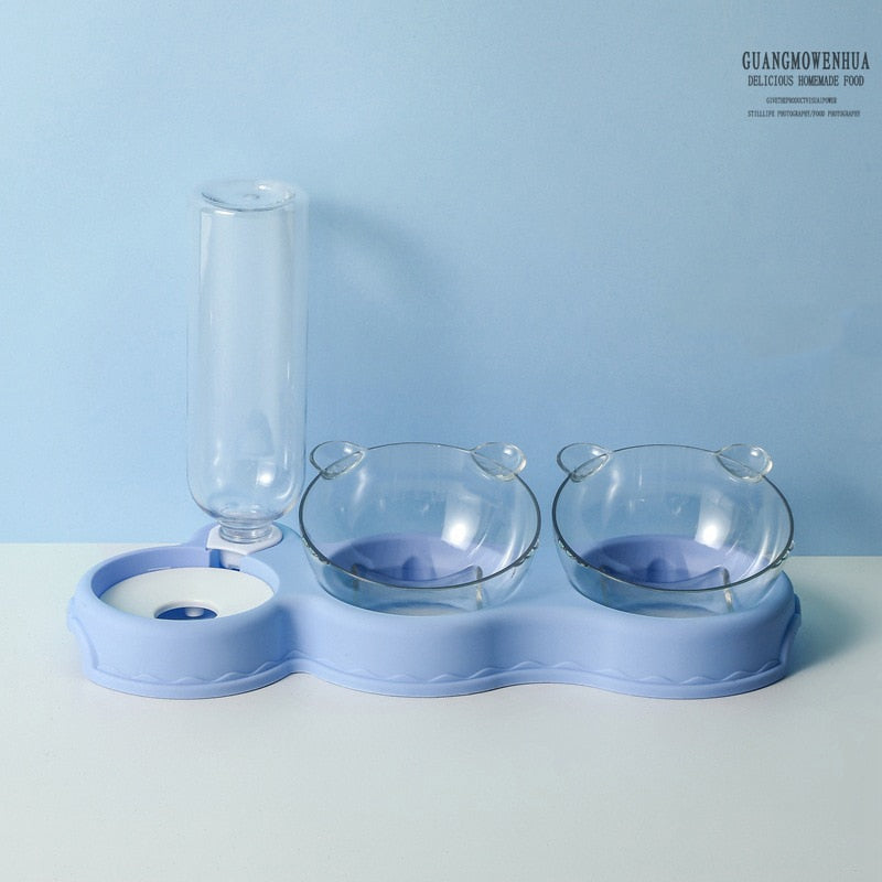 3 in 1 Cat Food Bowl Automatic Feeder Water Dispenser & Food Container