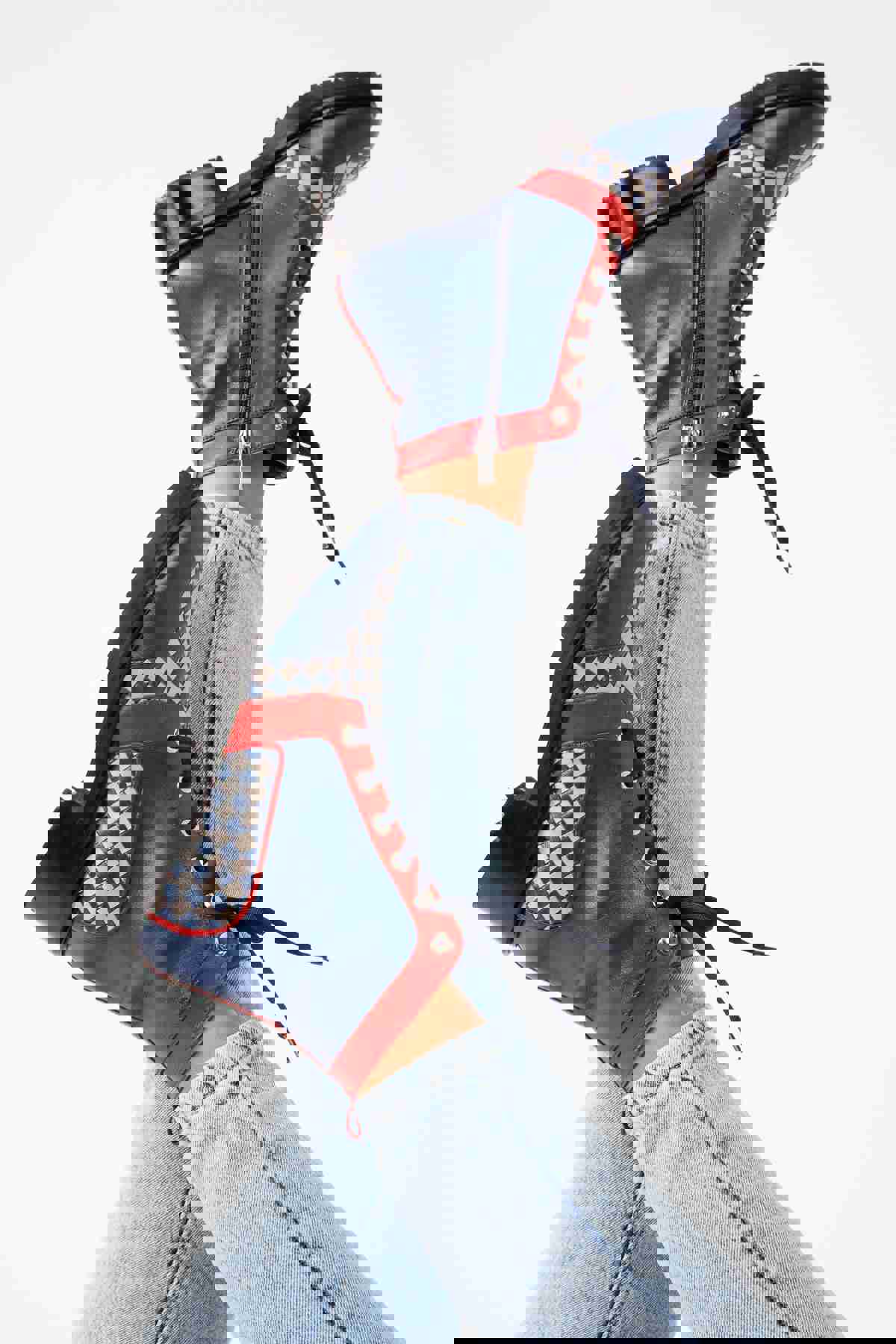 Black River Navy Blue Handwoven Leather Ankle Women Boot