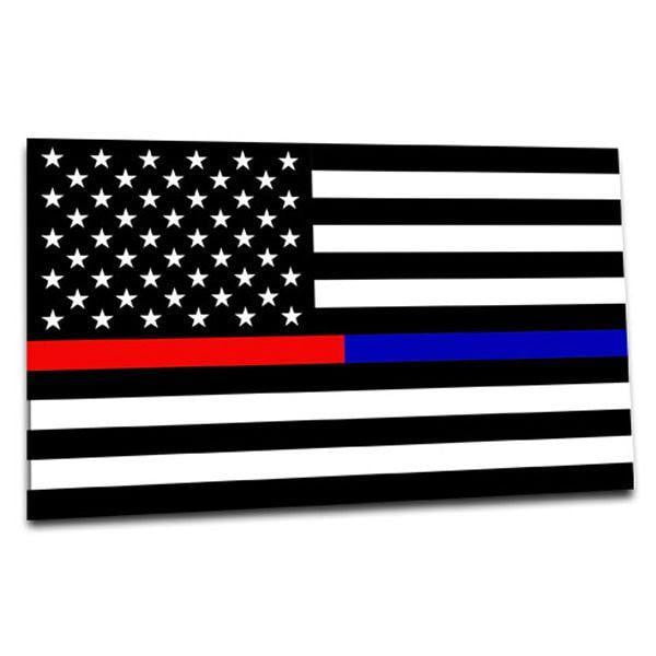 Dual Line American Flag Vinyl Decal - Thin Red & Blue Line Sticker for Car or Laptop