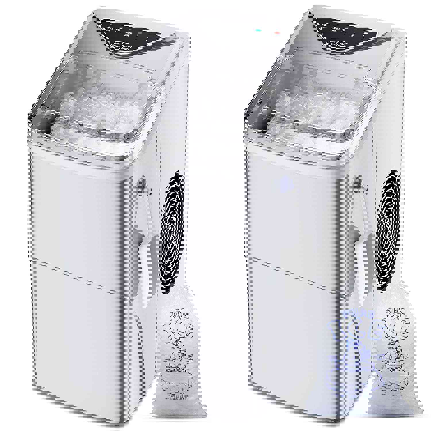 Portable Electric Ice Maker with Self-Cleaning Function, 9 Ice Cubes in 6 Mins, 26Lbs/24Hrs, Includes Ice Bags & Scoop (Silver)