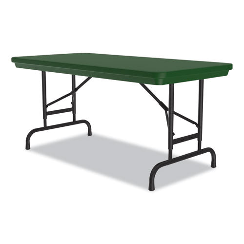 Correll Adjustable Folding Table - 48x24x22 to 32 Inches, Green Top, Black Legs