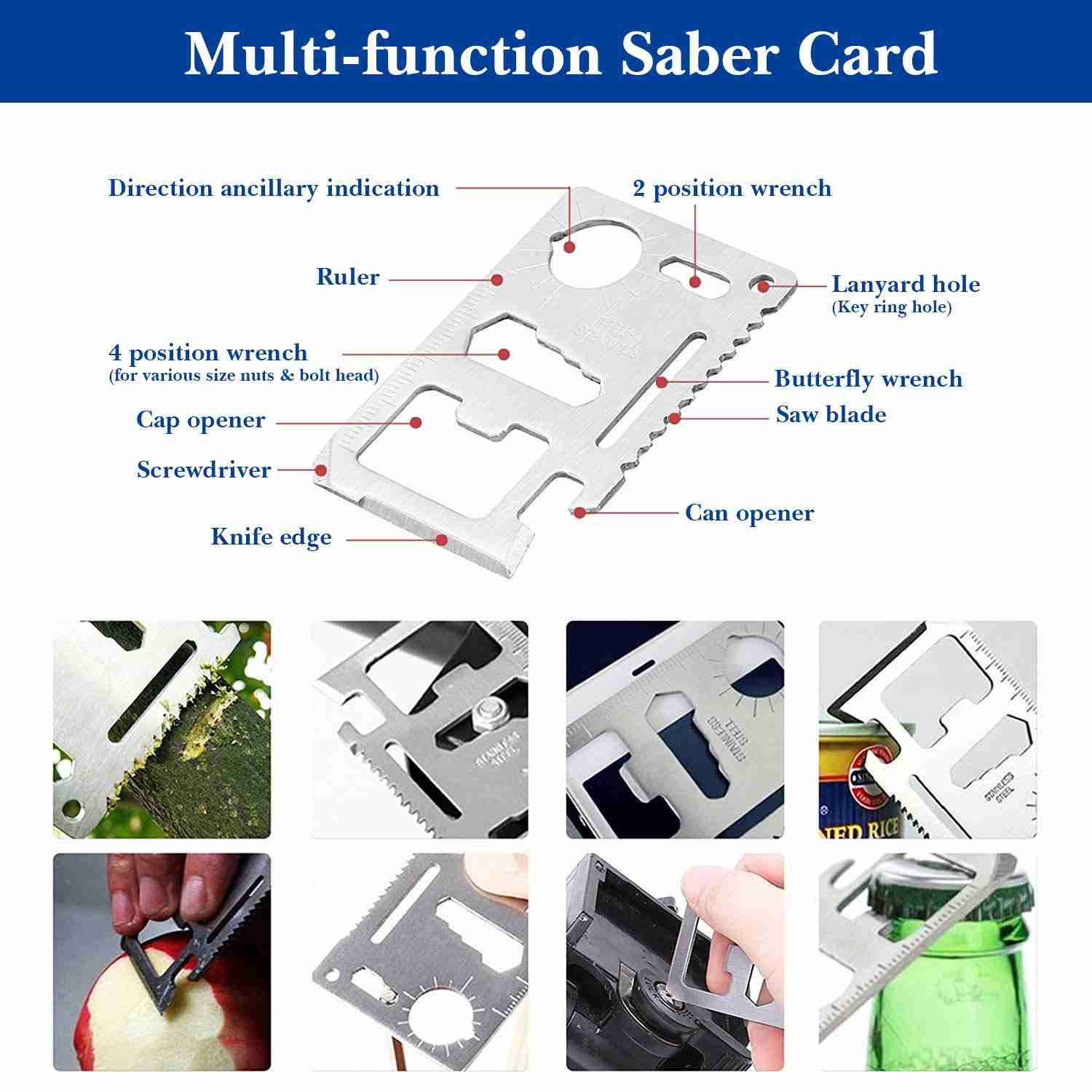 13 in 1 Emergency Survival Kit with Military Compass, Saber Card, Whistle for Outdoor Adventures