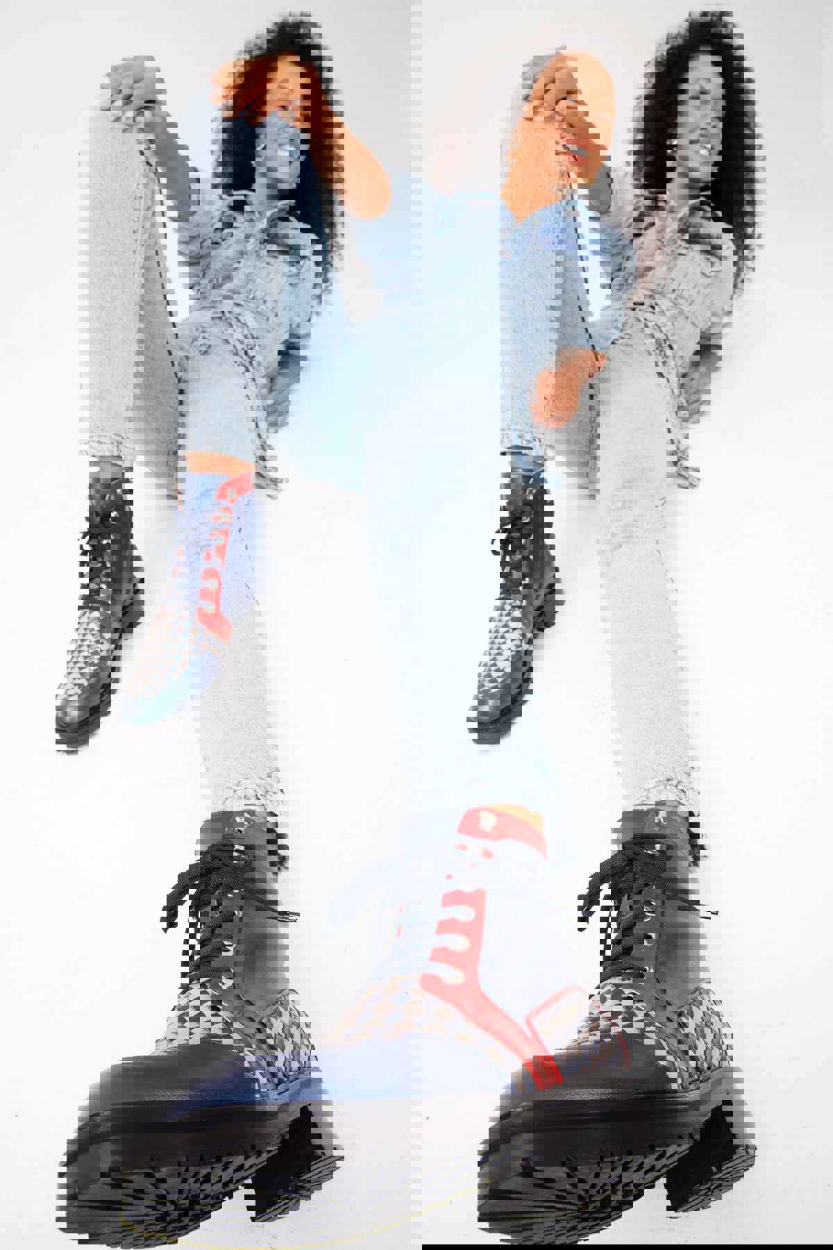 Black River Navy Blue Handwoven Leather Ankle Women Boot