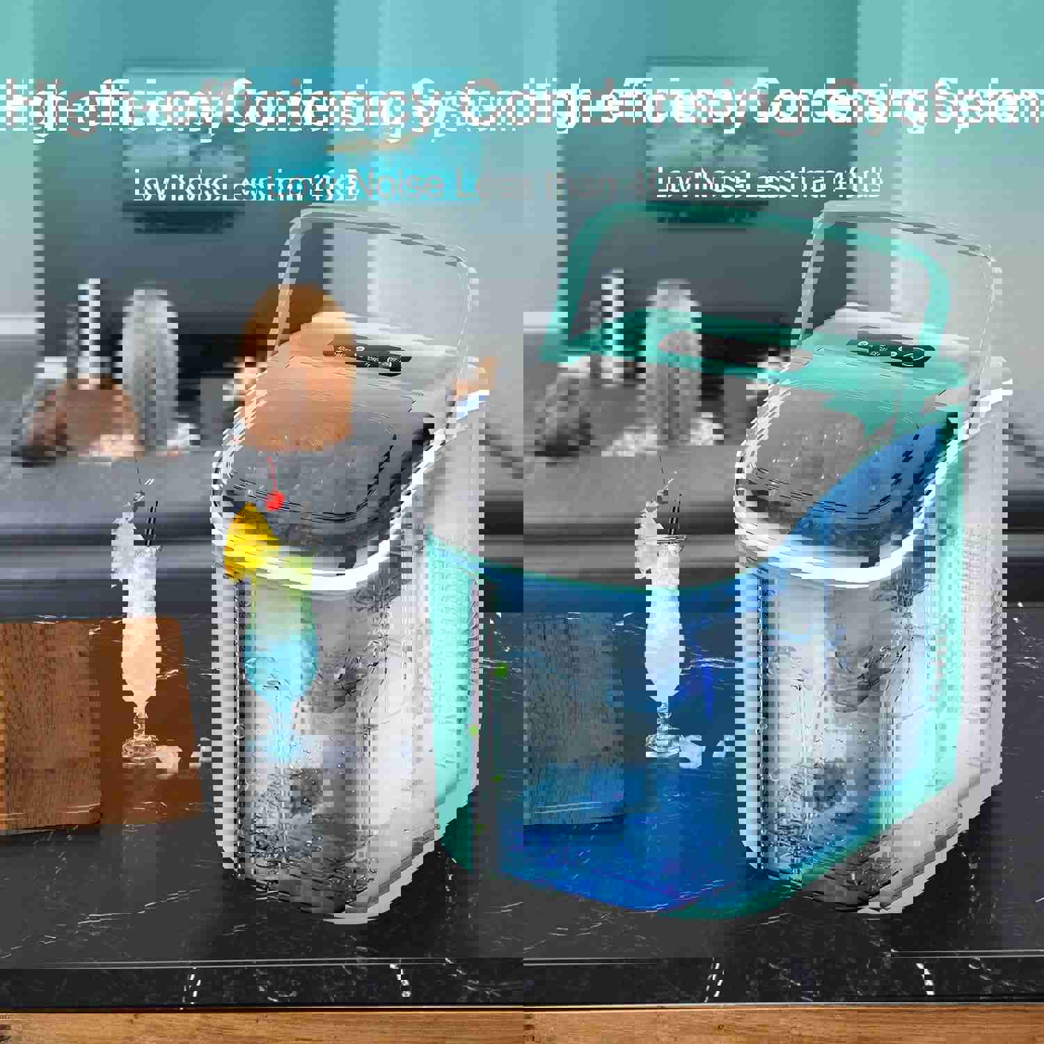 Fast Ice Maker Countertop - 6 Mins, 9 Bullet-Shaped Ice, 26.5Lbs/24Hrs, Portable with Self-Cleaning