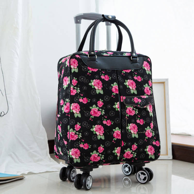 Women's Pull Rod Travel Backpack with Wheels - Large Capacity