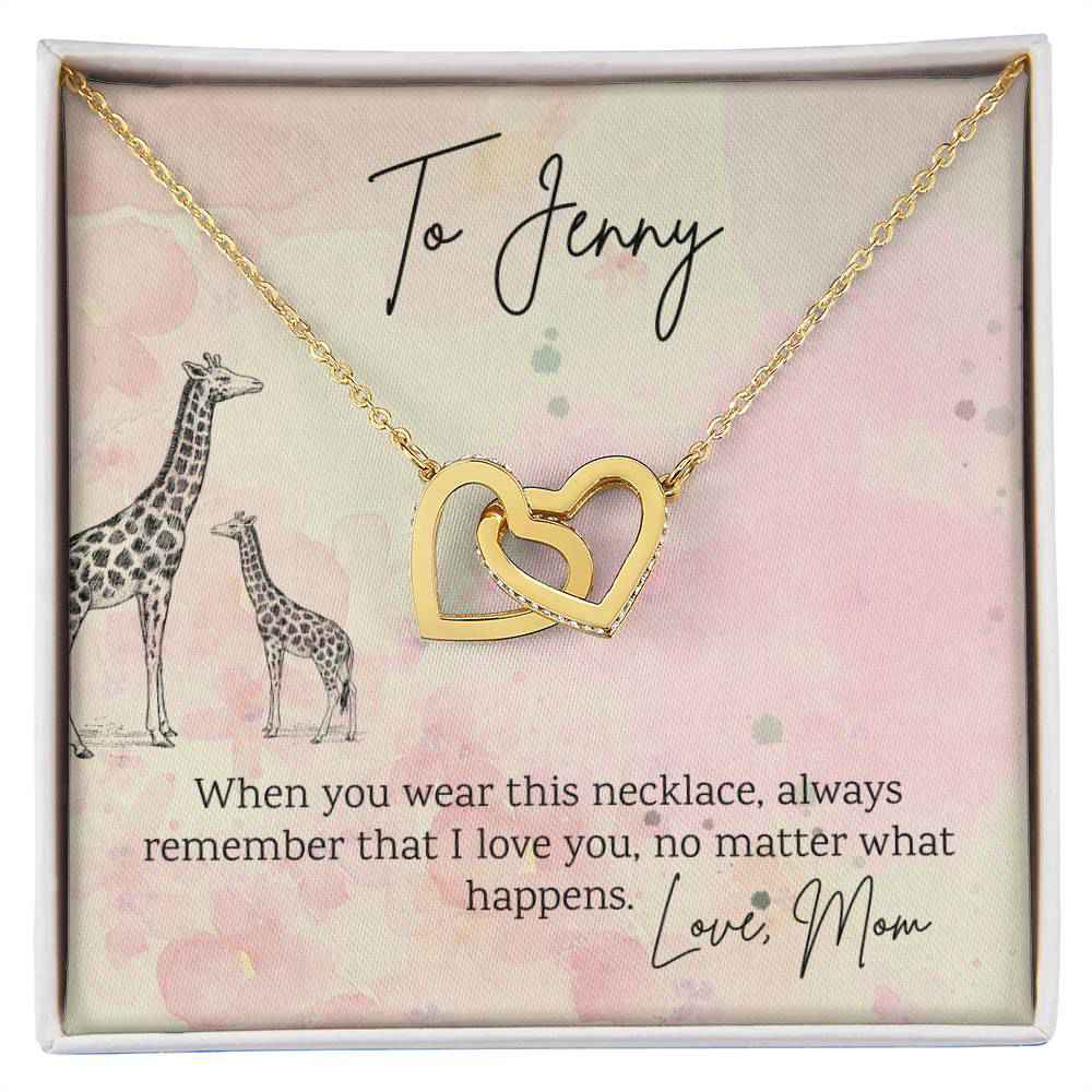 Personalized Double Heart Pendant Necklace for Daughter - Birthday Gift with Message Card
