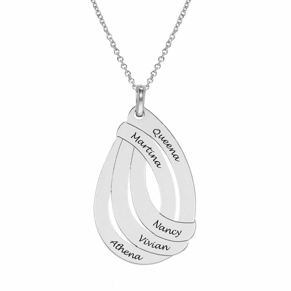 Custom Text Necklace Water Drop Personalized Silver Name Jewelry for Mother's Day Gift