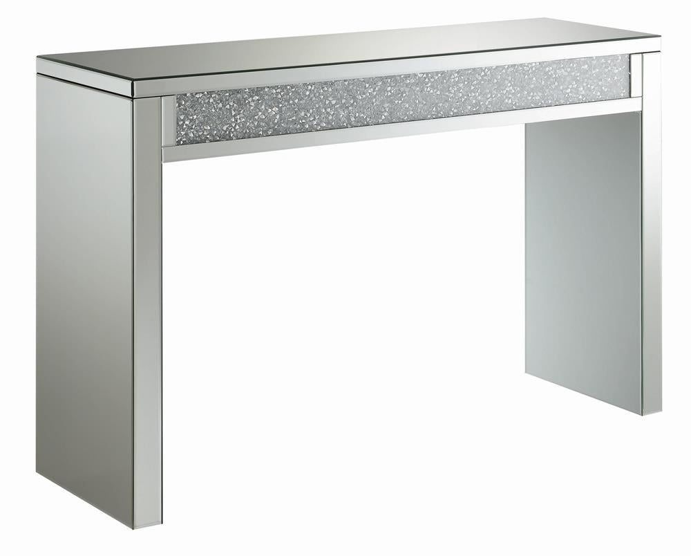 Gillian Rectangular Sofa Table - Silver and Clear Mirror Design