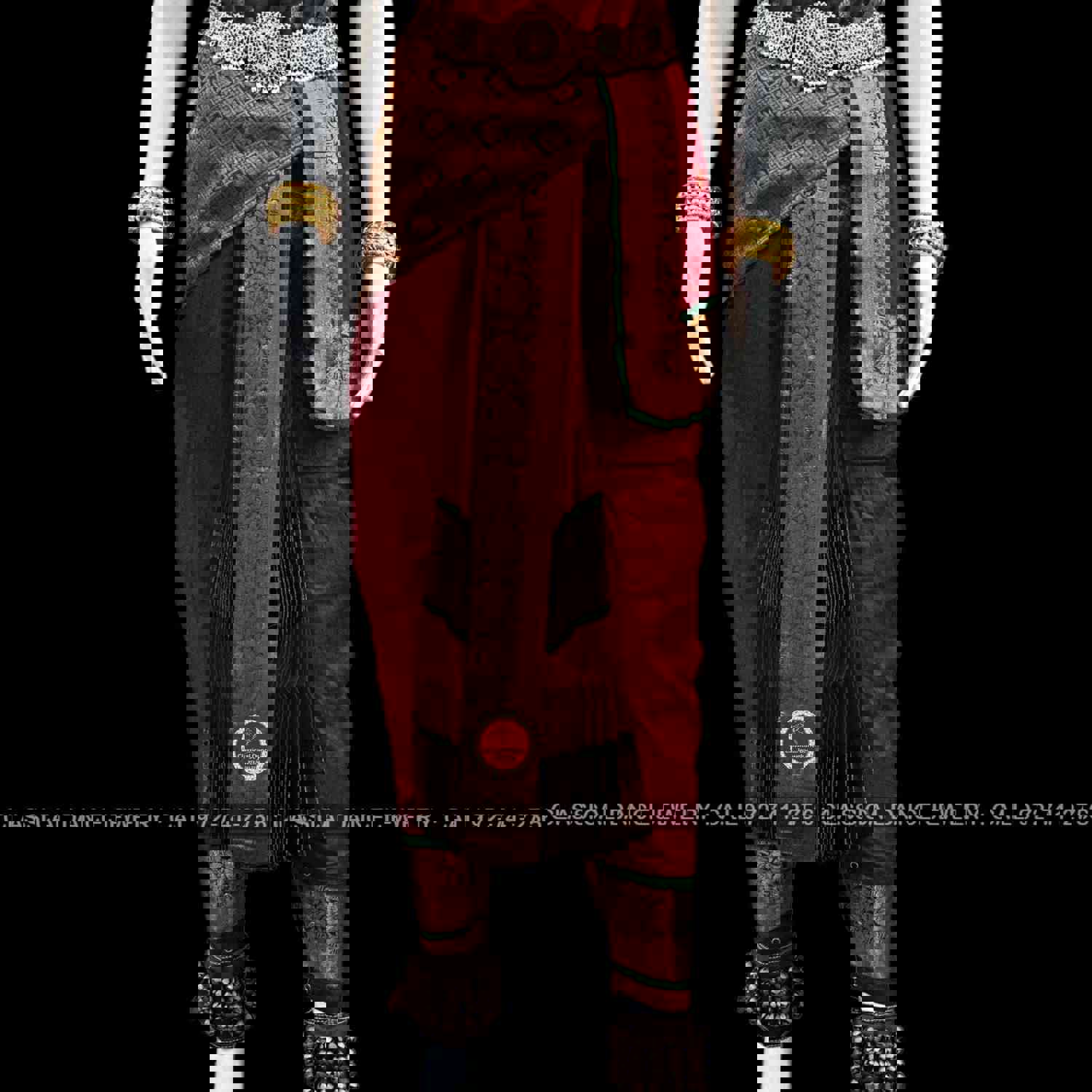 BROWN GREEN 36 inchs Pant Length KUCHIPUDI Copper Zari Indian Dance Costume | Art Silk Dharmavaram Kanchi | Classical Dance Jewelry