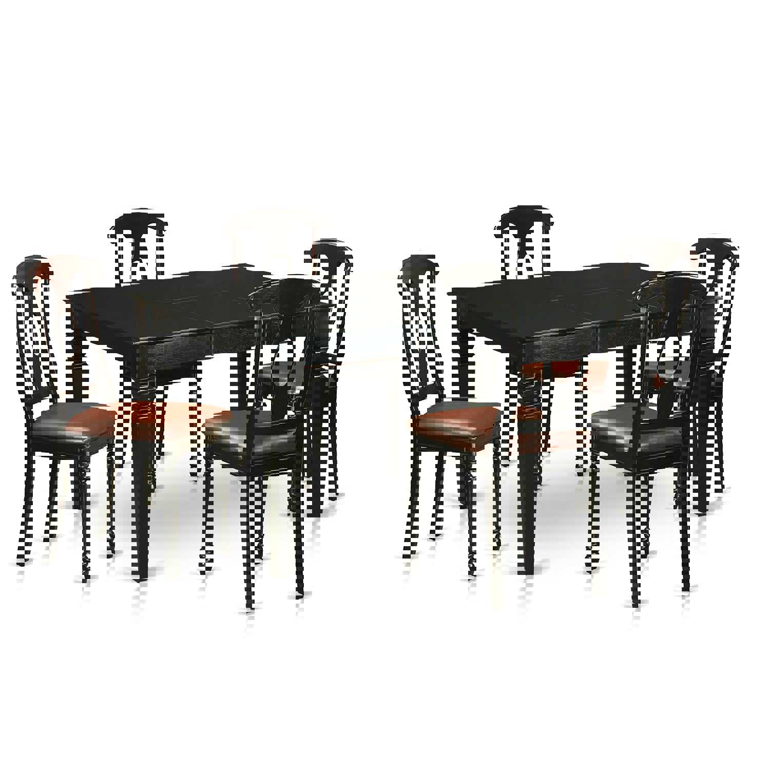 East West Furniture WEKE5-BLK-LC 5 Piece Dinette Set for 4 with Rectangle Dining Table and 4 Faux Leather Chairs, Black