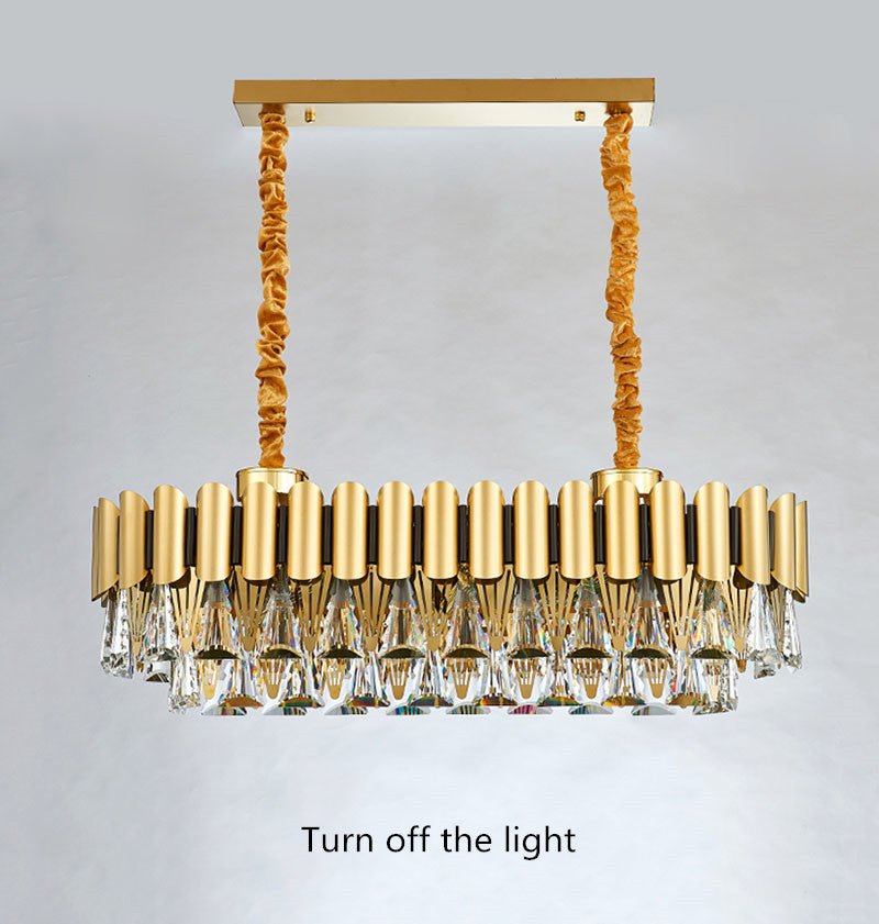 MIRODEMI® Luxury Rectangle Gold Crystal Chandelier for Modern Living Spaces