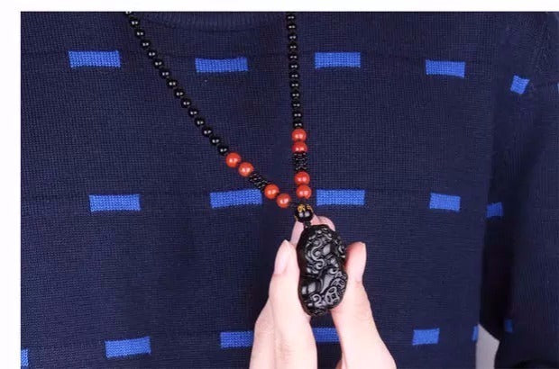 Natural Rainbow Eye Obsidian Pixiu Pendant Necklace for Men and Women - Gold Obsidian Crystal Gift (3-1)