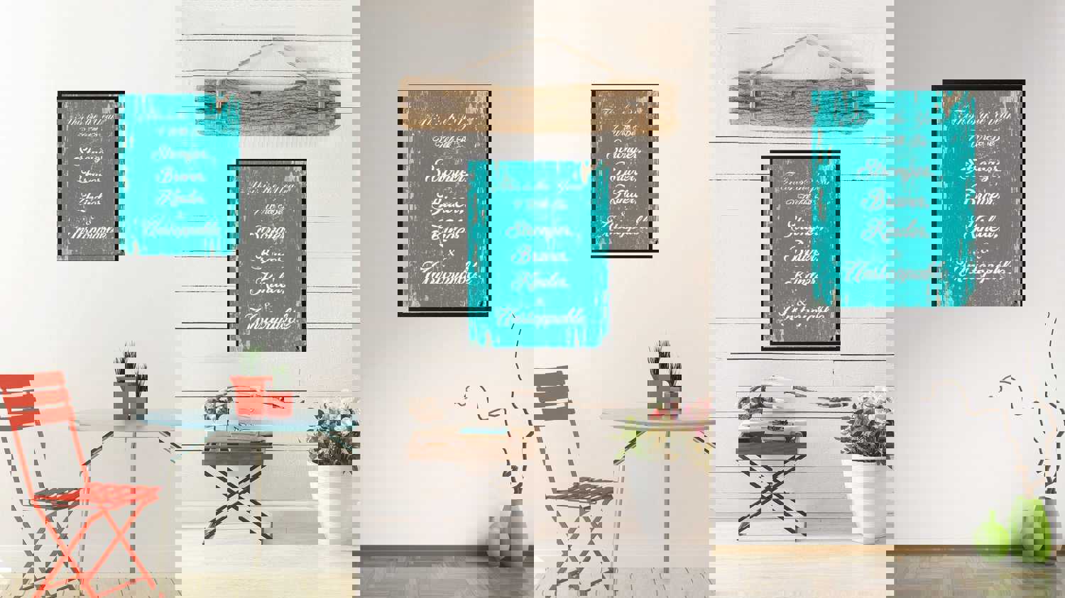 Motivational Quote Wall Art - Stronger Braver Kinder & Unstoppable Home Decor