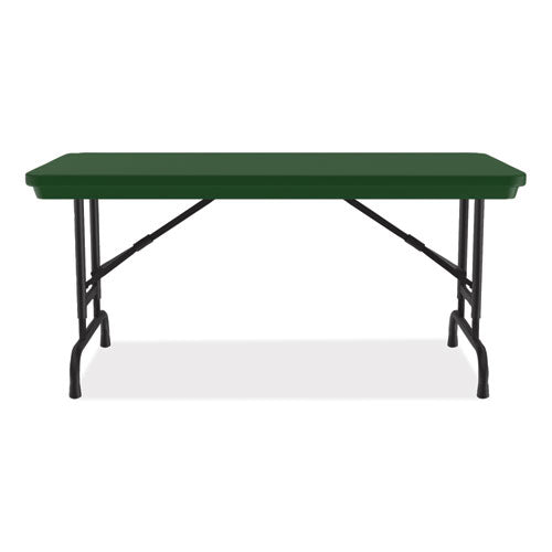 Correll Adjustable Folding Table - 48x24x22 to 32 Inches, Green Top, Black Legs
