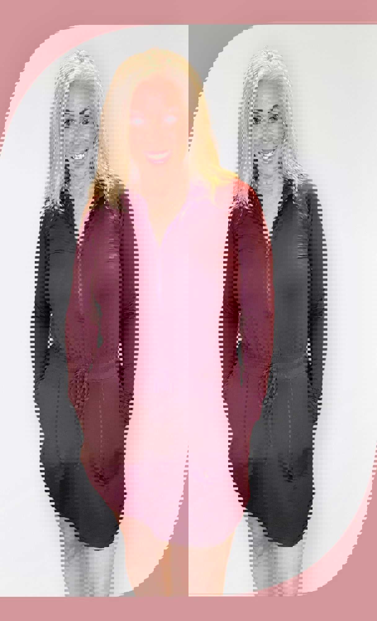 Getting Out Long Sleeve Hoodie Romper in Maroon