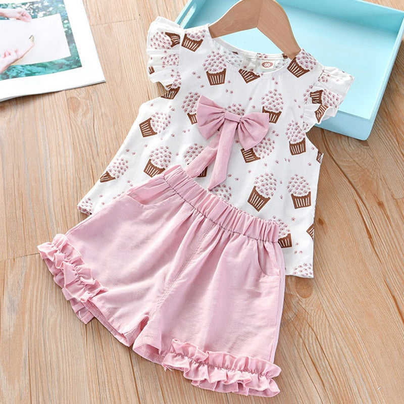 Kids Girls 2 Piece Trendy Summer Clothing Sets