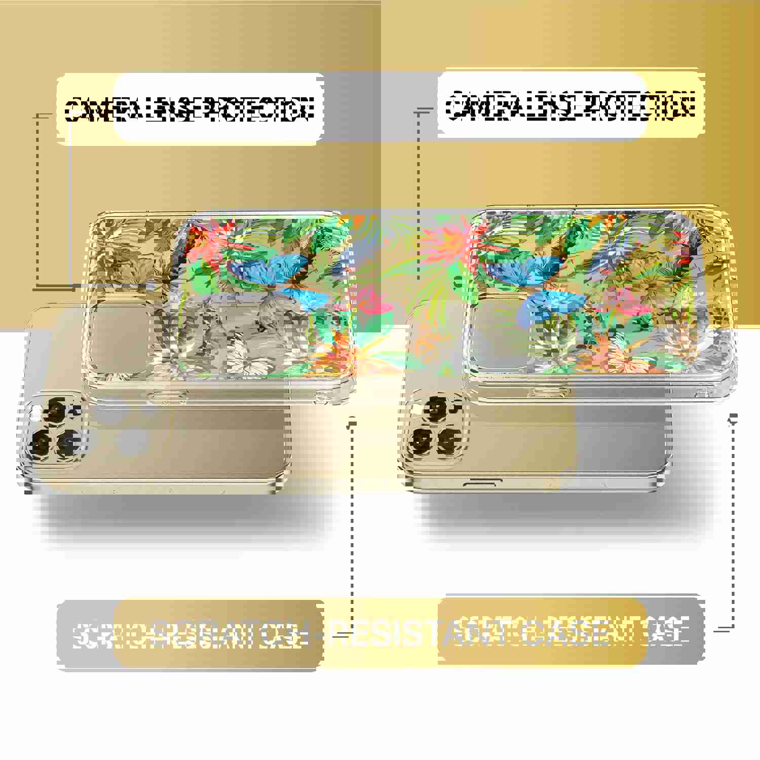 TPU Clear Case with Flower Butterfly Design for iPhone & Samsung Phones