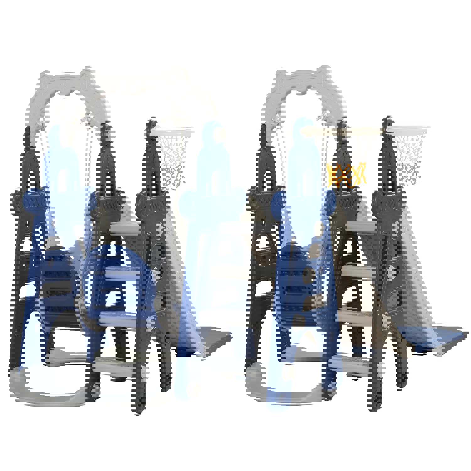 3-in-1 Children Slide Swing Set with Basketball Hoop for Indoor & Outdoor Play